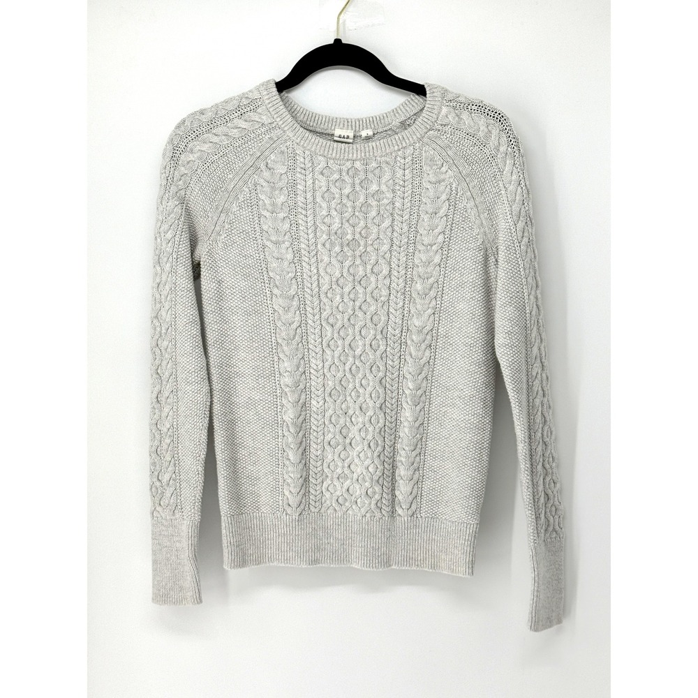 Gap Women Fisherman Chunky Cable Knit Raglan Crewneck Sweater Size S Preppy